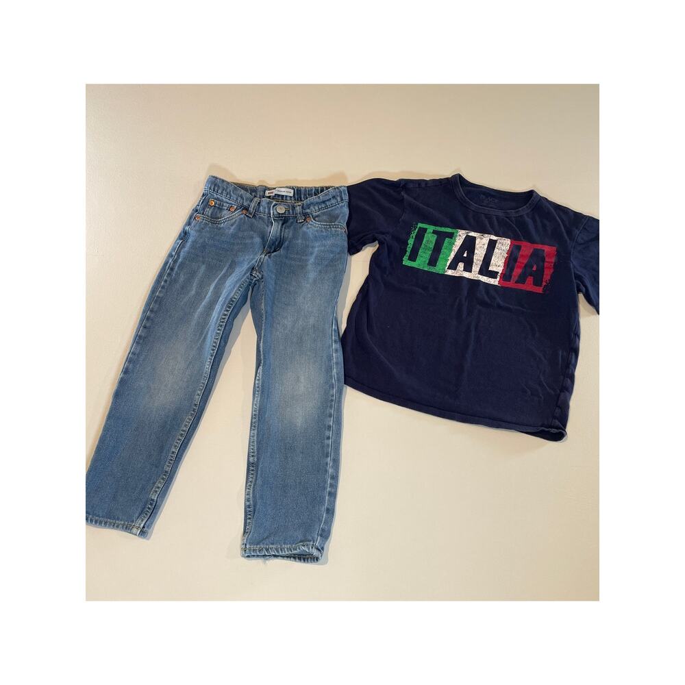 Boys Outfit Size S (6/7) – Levi’s 502 Jeans + Children’s Place “Italia” Tee